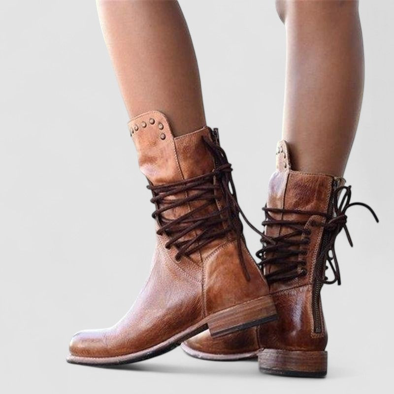 Mae | Botas camperas de piel con cordones