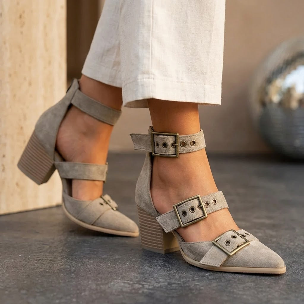 Vivienne | Zapatos de ante con tres hebillas