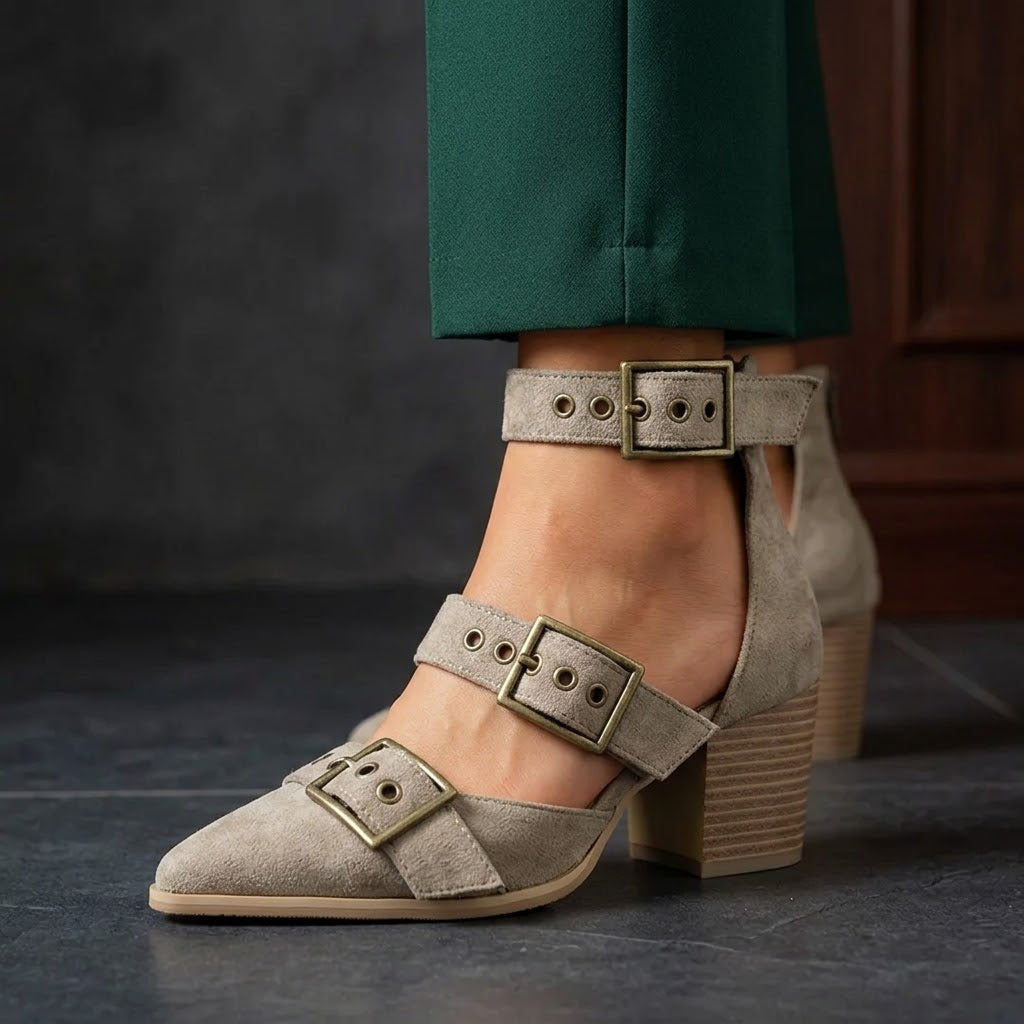 Vivienne | Zapatos de ante con tres hebillas
