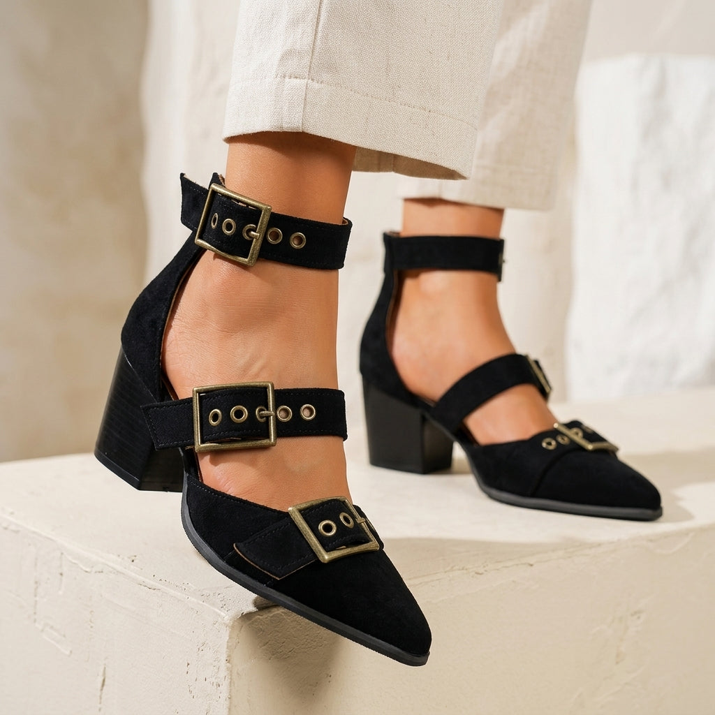 Vivienne | Zapatos de ante con tres hebillas