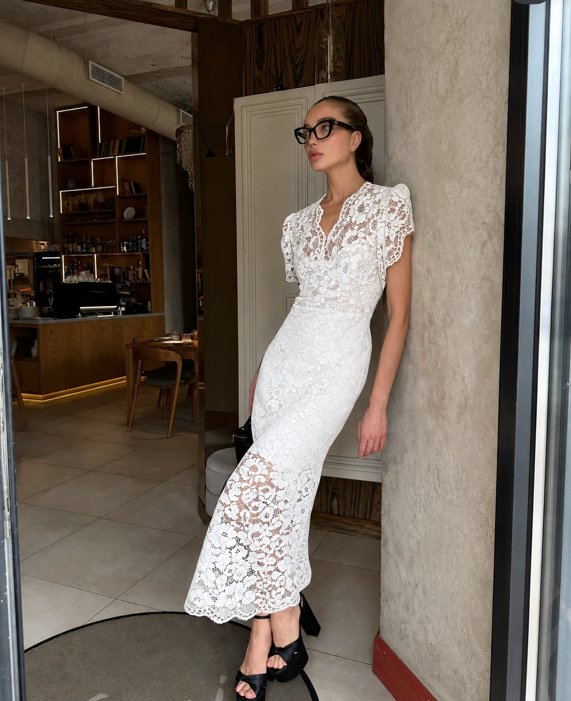 Vestido de encaje largo
