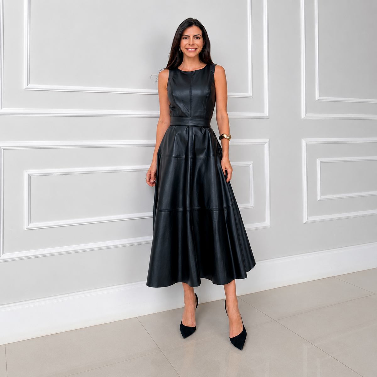 Vestido Midi de polipiel