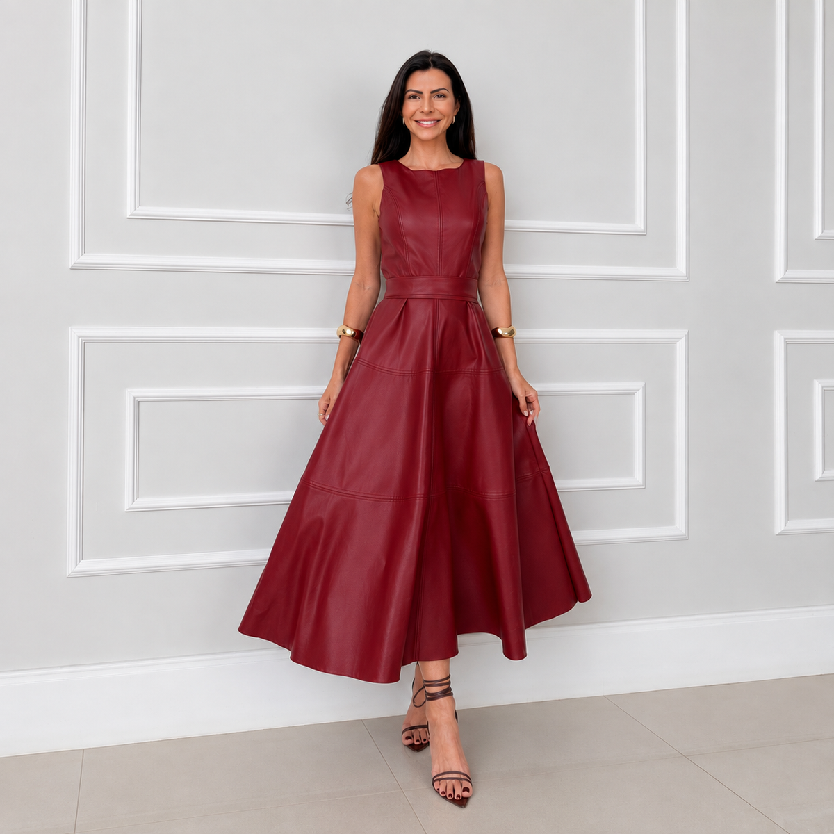 Vestido Midi de polipiel