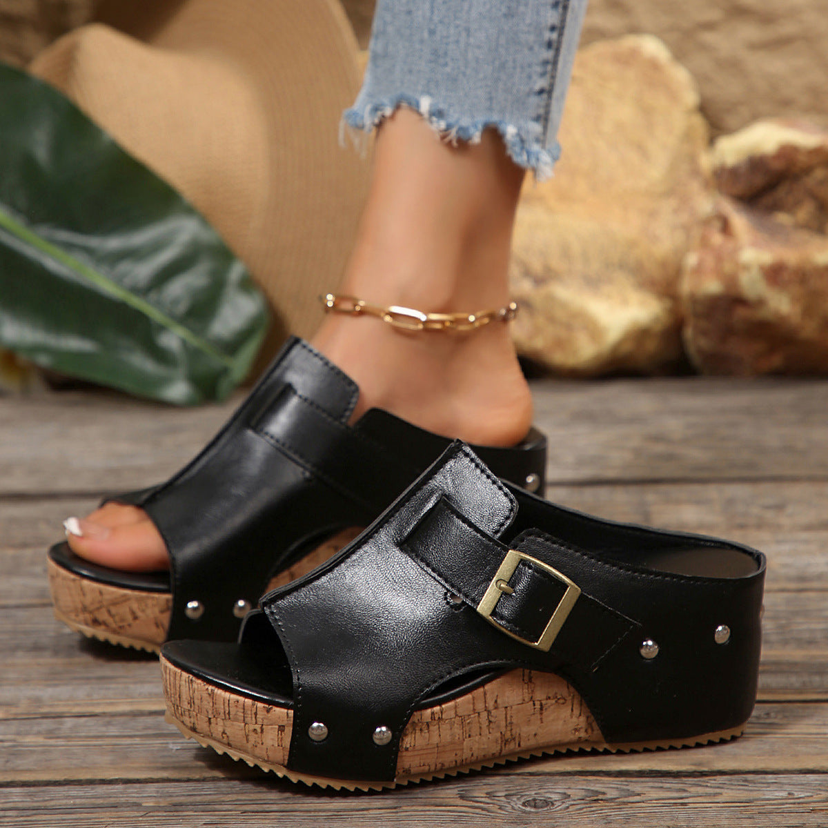 Olivia | Sandalias de cuña de corcho