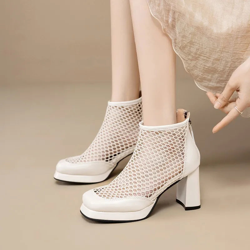 Stella | Zapatos de rejilla con tacón ancho