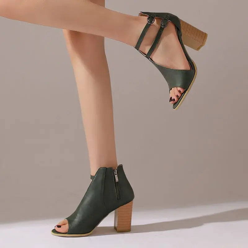 Ava | Sandalias de tacón ancho con doble tira