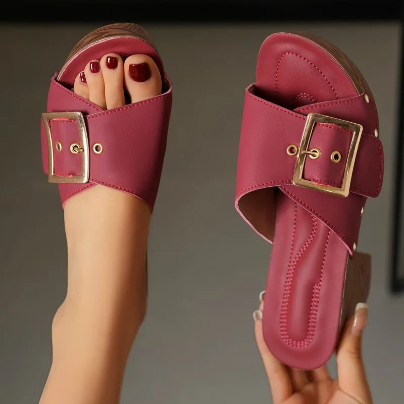 Julie | Sandalias de piel con hebilla cuadrada