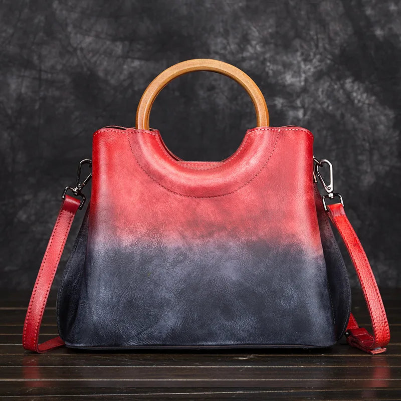 Jemma | Bolso de piel con asa de madera