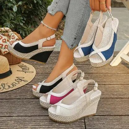 Marina | Cuñas bicolor con puntera abierta