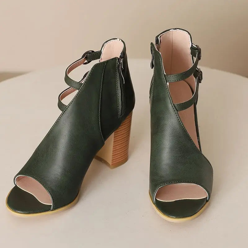 Ava | Sandalias de tacón ancho con doble tira