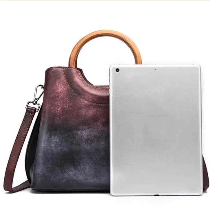 Jemma | Bolso de piel con asa de madera