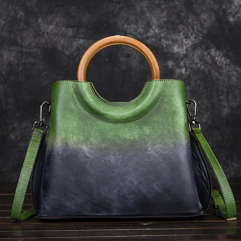 Jemma | Bolso de piel con asa de madera