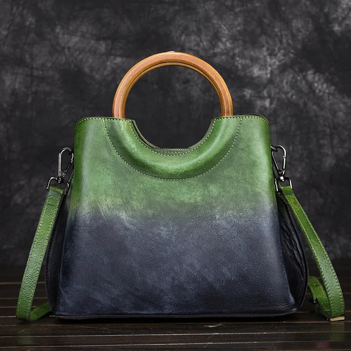 Jemma | Bolso de piel con asa de madera