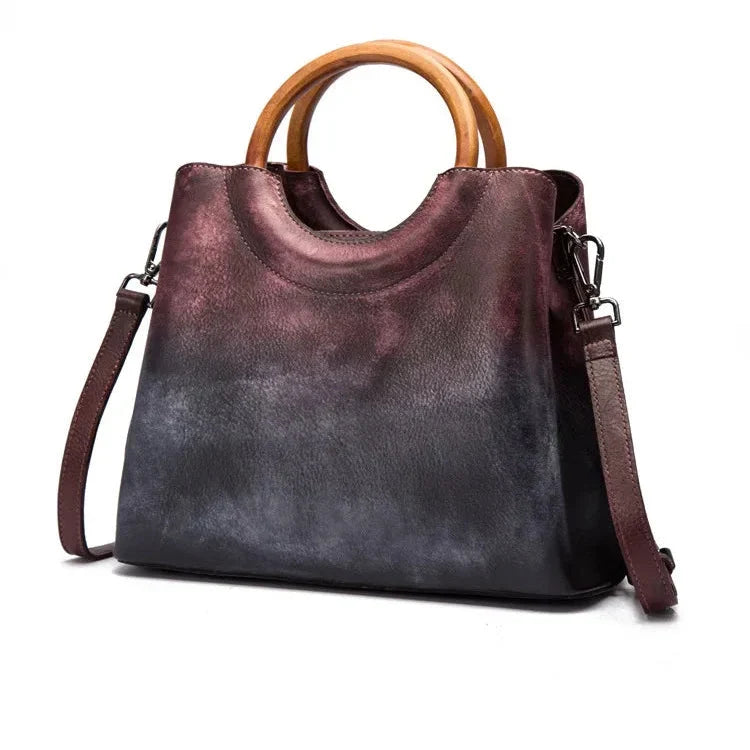 Jemma | Bolso de piel con asa de madera
