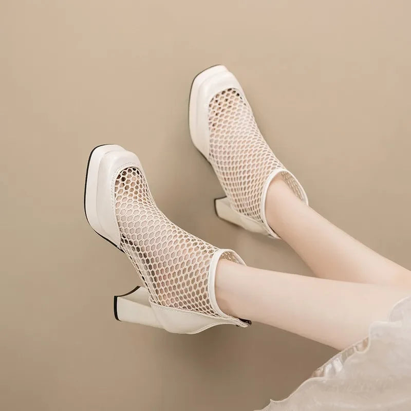 Stella | Zapatos de rejilla con tacón ancho