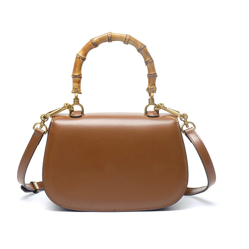 Astor | Bolso de piel con asa de bambú