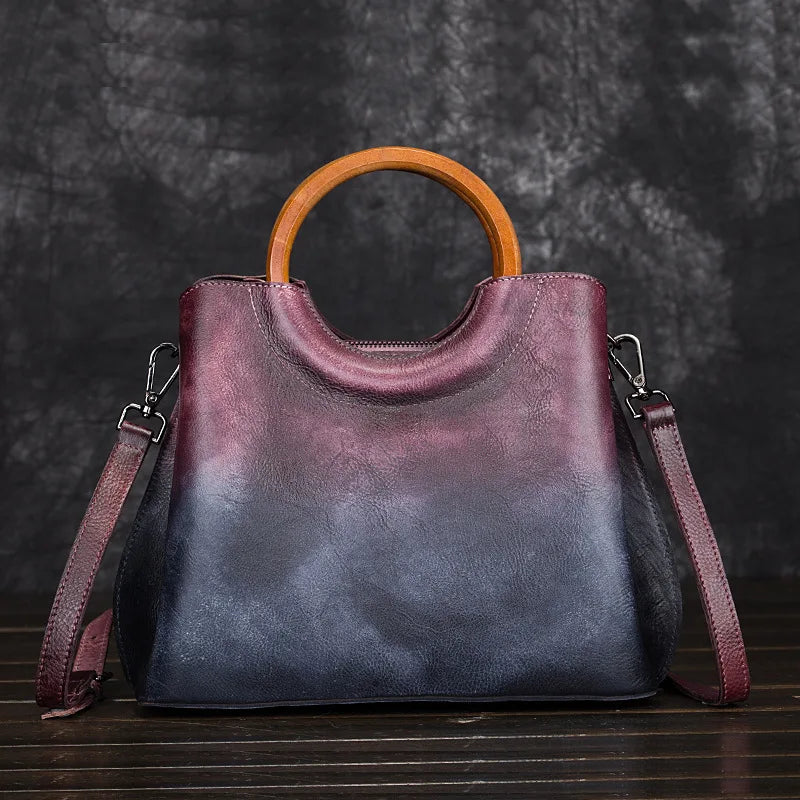 Jemma | Bolso de piel con asa de madera