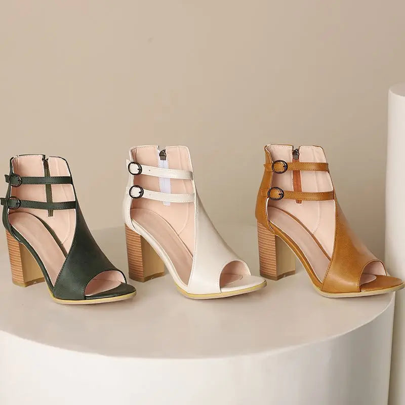 Ava | Sandalias de tacón ancho con doble tira