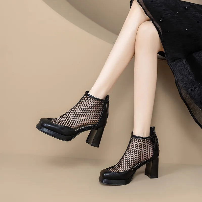 Stella | Zapatos de rejilla con tacón ancho