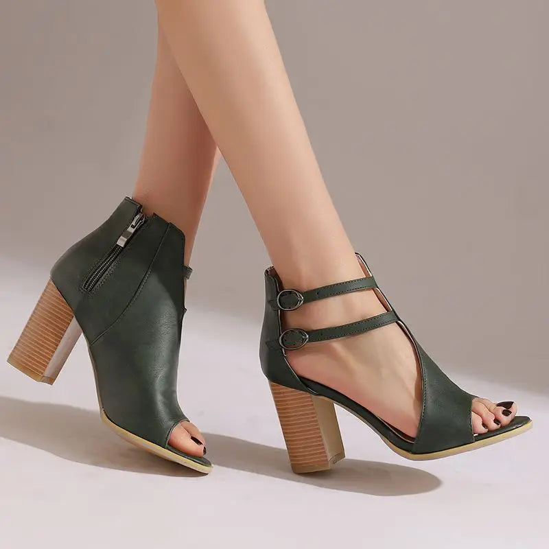 Ava | Sandalias de tacón ancho con doble tira