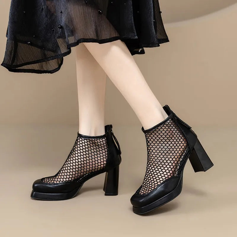 Stella | Zapatos de rejilla con tacón ancho