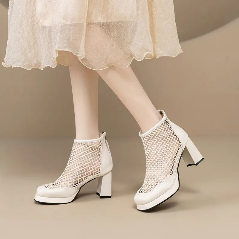 Stella | Zapatos de rejilla con tacón ancho
