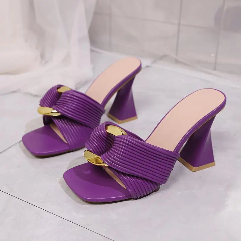 Aura | Sandalias de tacón con aro metálico