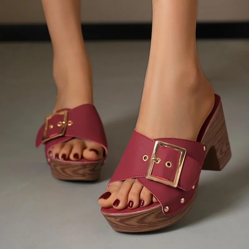 Julie | Sandalias de piel con hebilla cuadrada
