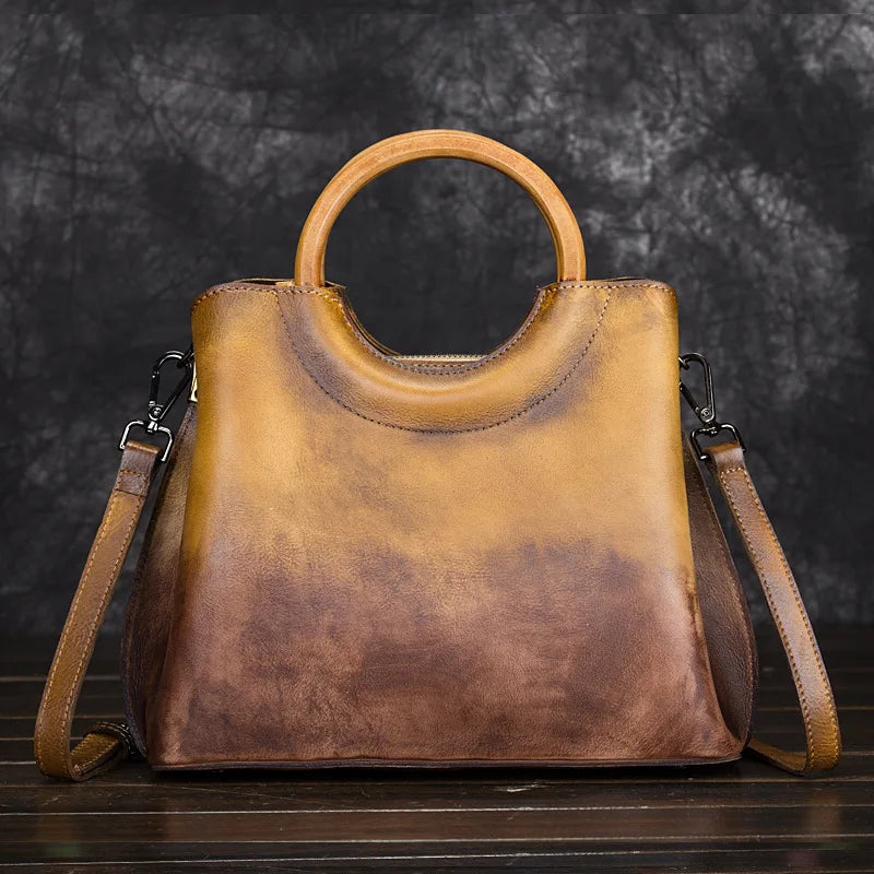 Jemma | Bolso de piel con asa de madera