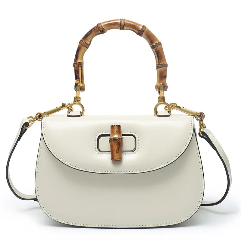Astor | Bolso de piel con asa de bambú