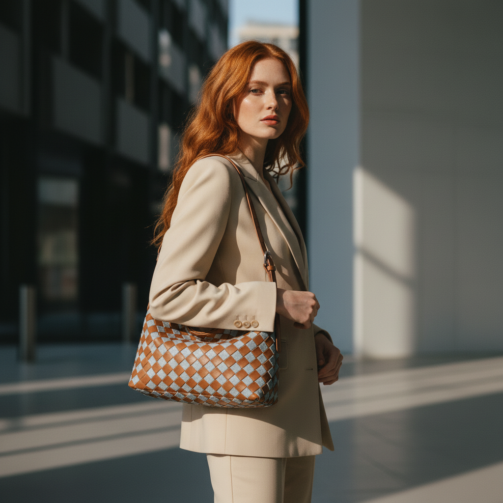 Tori | Bolso hobo trenzado bicolor